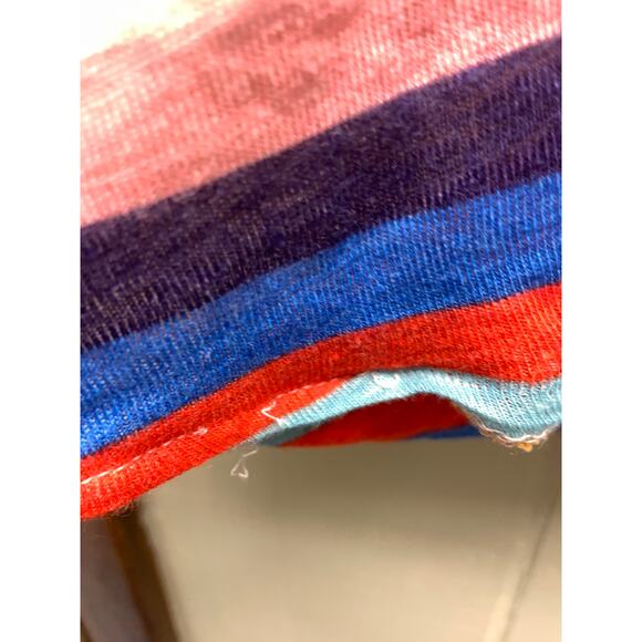 Lou & Grey for Loft Colorful Stripe Cap Sleeve Blouse Twisted Hem Size M - Picture 6 of 6